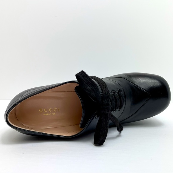 Gucci Black Leather Platform Oxford Shoes 591034 - Picture 8 of 16